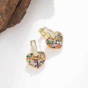 Multicolor Heart Hoop Earrings